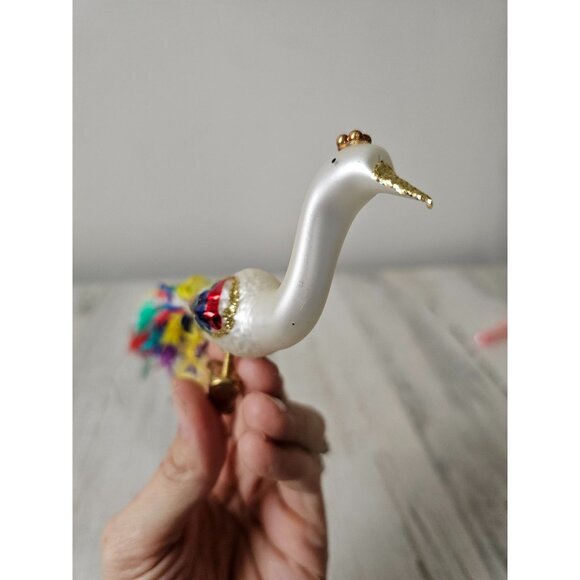 Rainbow glass swan clip ornament feather glass Xmas bird tree - Picture 5 of 9